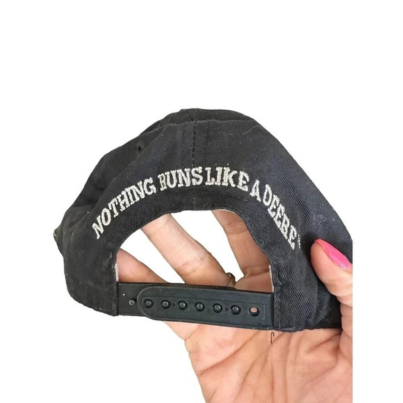 John Deere Adjustable Hat Black With Silver Embroidered Logo 4 Rivers Equipment - Picture 2 of 4